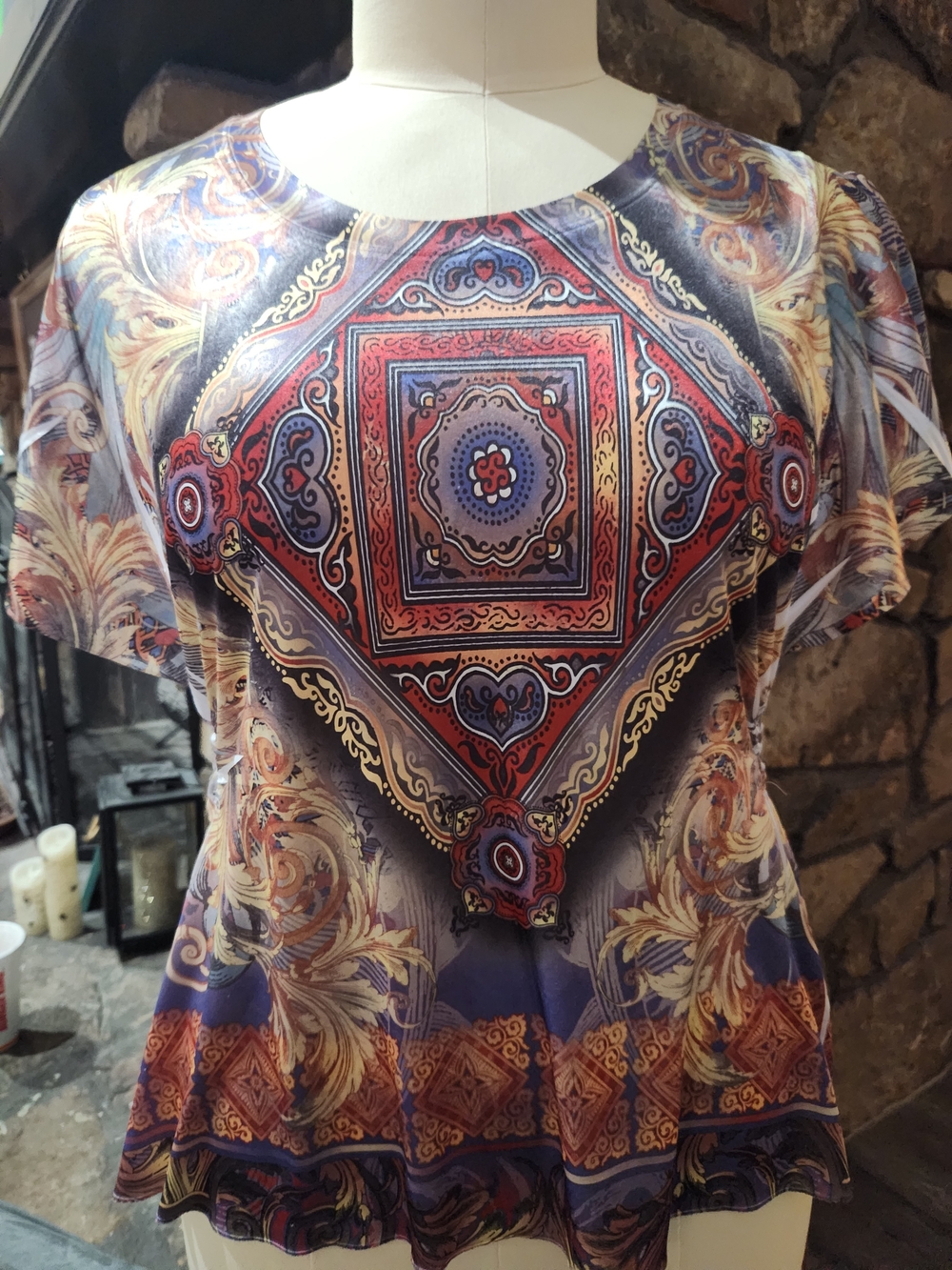 Women's Short-Sleeve Printed Medallion Tee - Multi